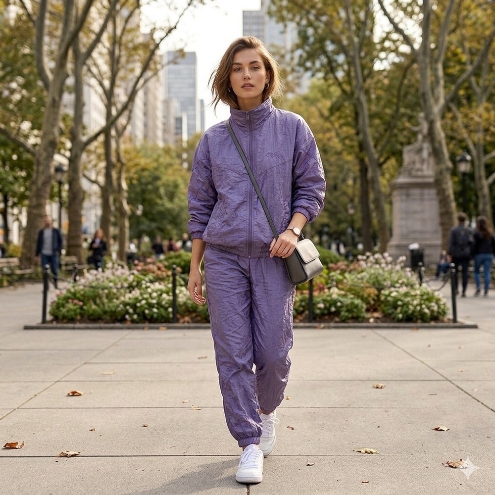 Vintage 90s Brooks Purple Crinkle Nylon Track Suit Windbreaker Set Size S
